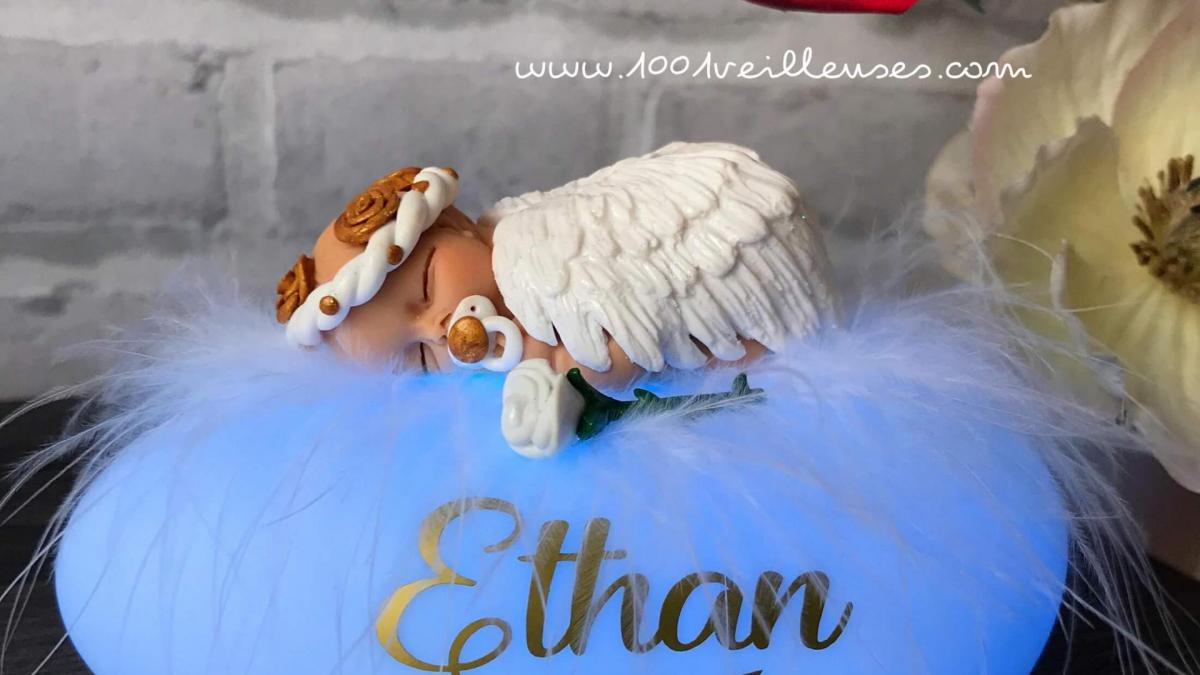 Baby night light - Personalized angel baby gift - Newborn gift box - Handmade