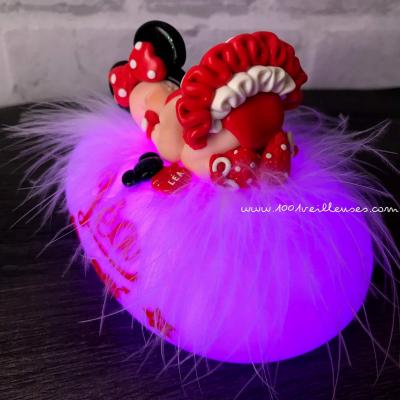 Veilleuse bébé fille un cadeau de naissance personnalisé, thème minnie