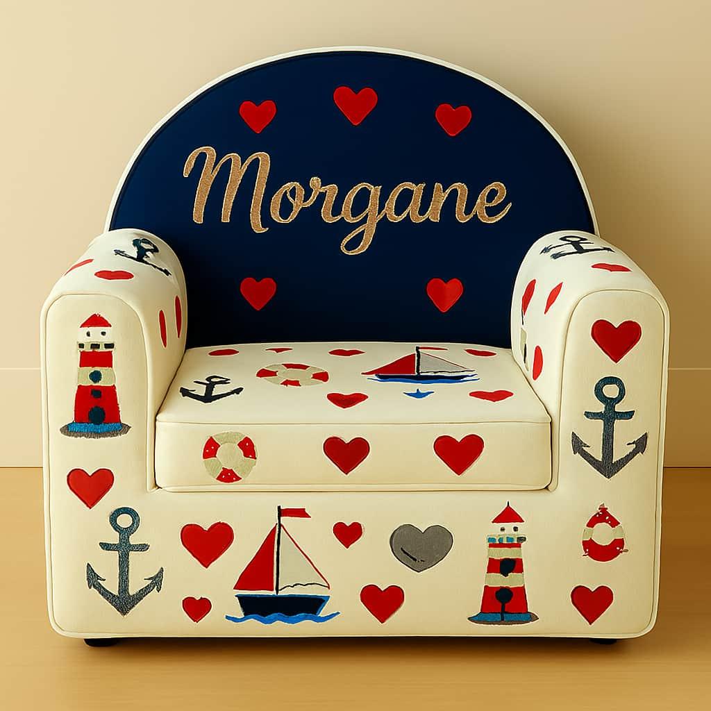Fauteuil pour enfant personnalisé avec le prénom Morgane