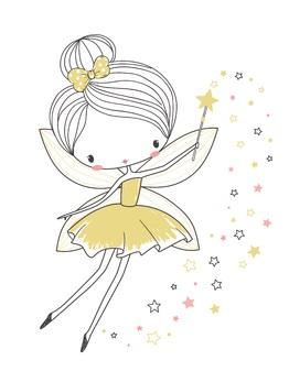 Little yellow fairy with her magic wand