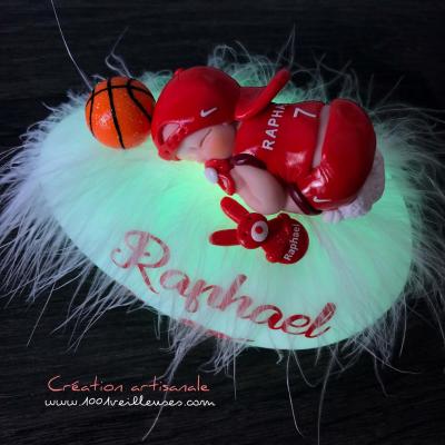 Basketball-themed baby boy night light with gift box - handmade