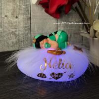 Regalo personalizado para bebé: lámpara de noche con peluche infantil, tema princesa Jazmín