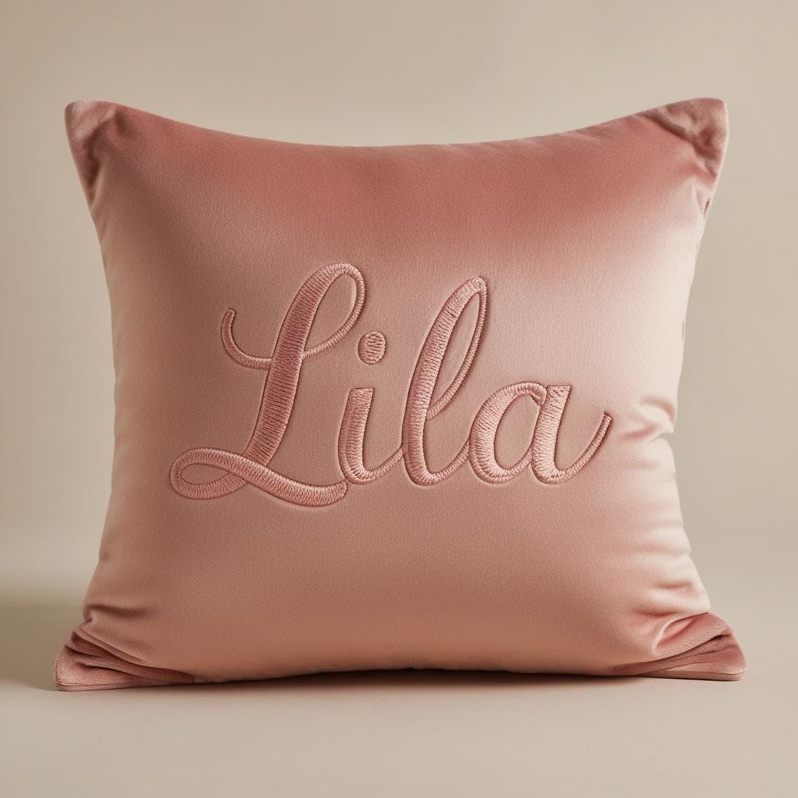 Joli coussin personnalise avec le prenom lila