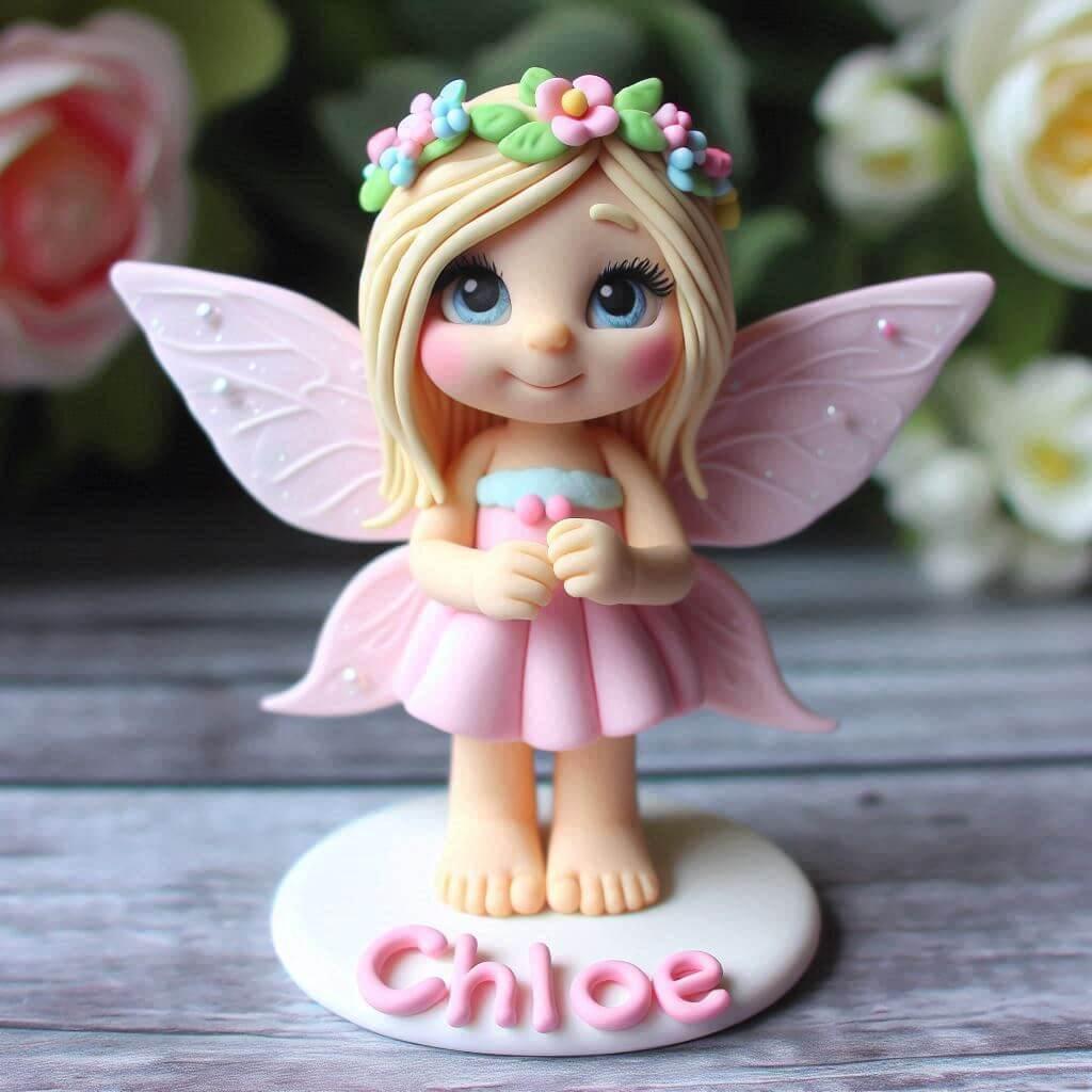 Jolie figurine en fimo d une petite fee personnalisee avec le prenom chloe