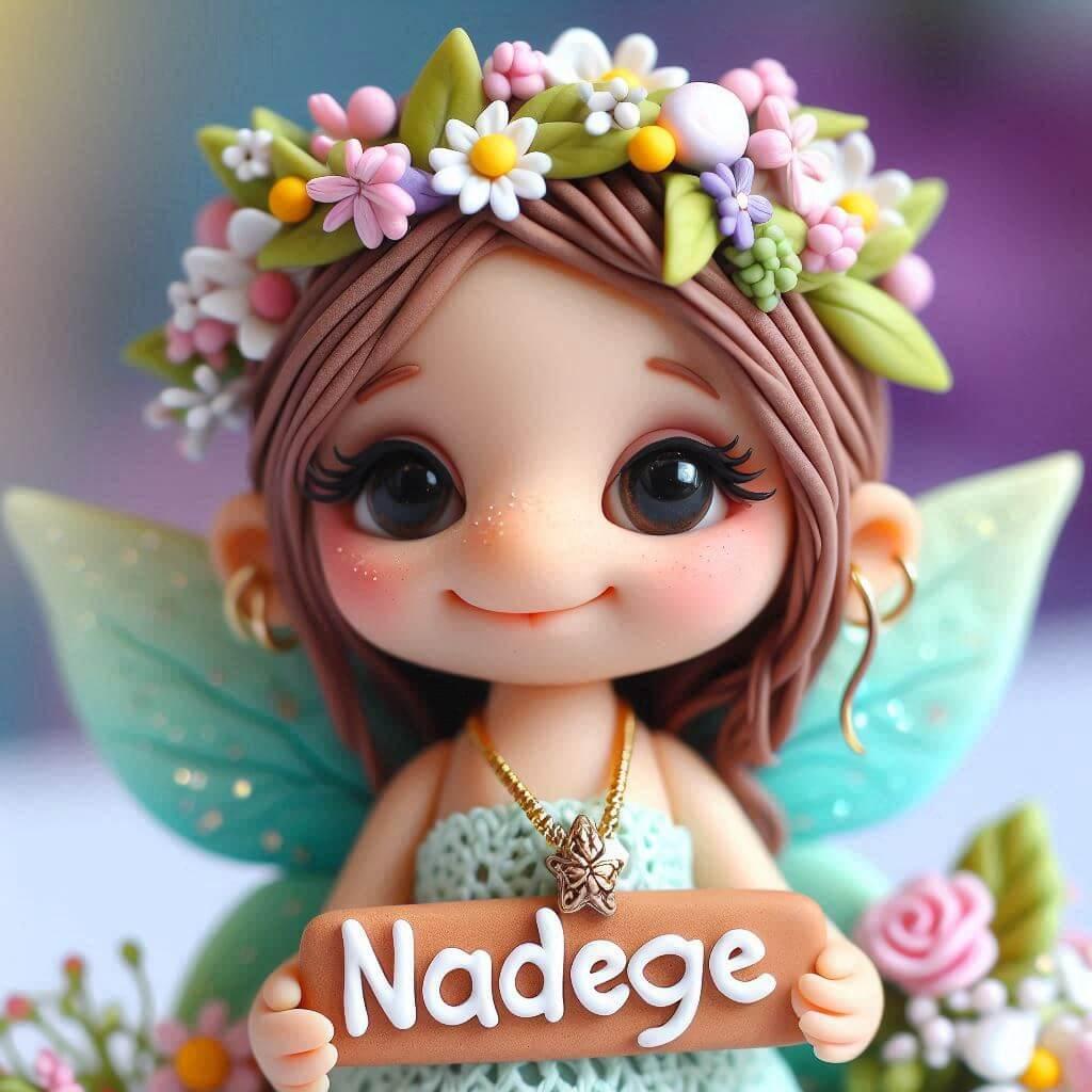 Jolie figurine en fimo d une petite fee personnalisee avec le prenom nadege