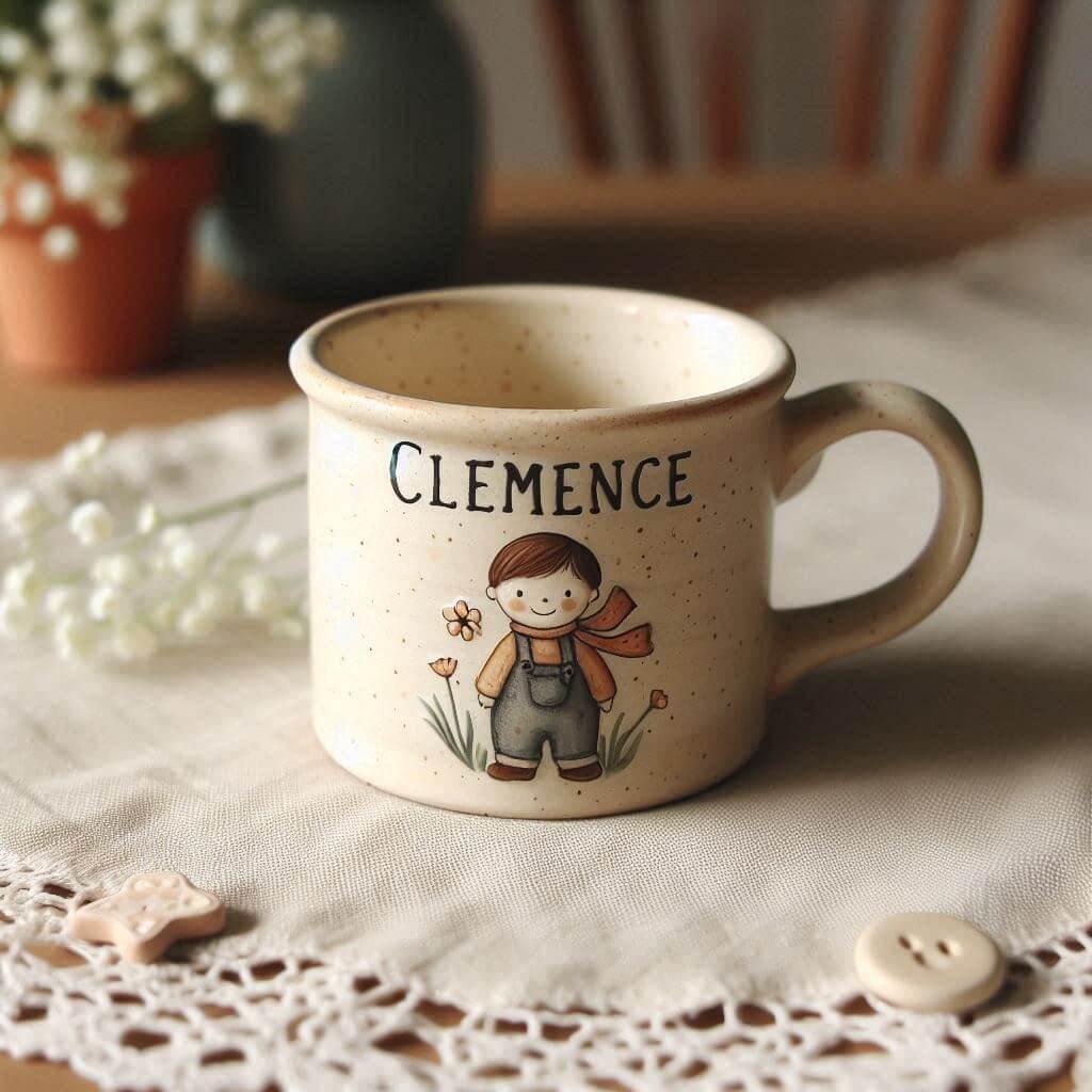 Jolie tasse pour enfant avec le prenom clemence style poterie