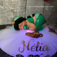 Baby girl nightlight - handmade creation - personalized birth set - princess theme - gift box included