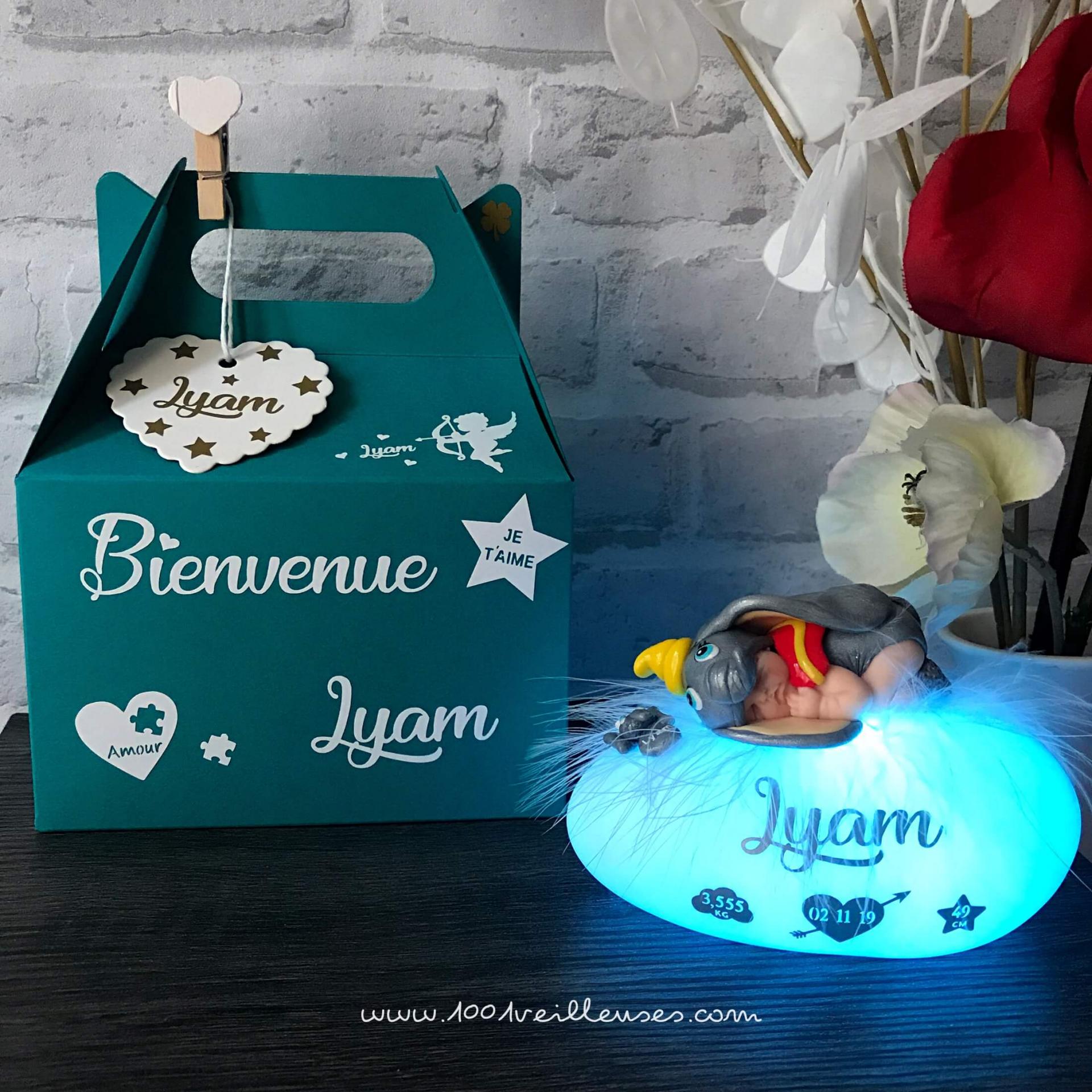Lampe led bebe dumbo personnalisable