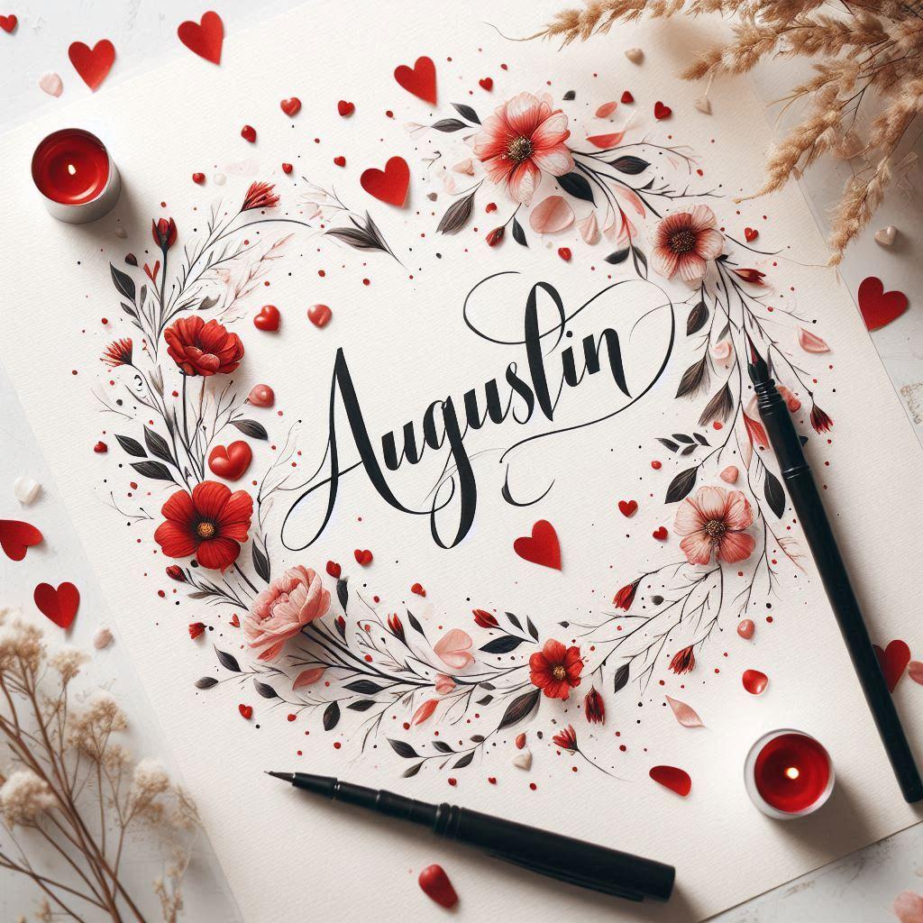 Le prenom augustin ecrit joliment en calligraphie