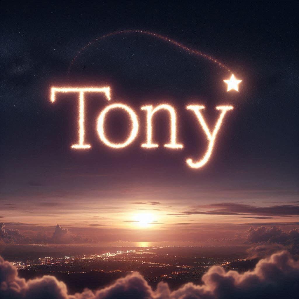 Le prenom tony ecrit dans le ciel avec une petite etoile allumee 1