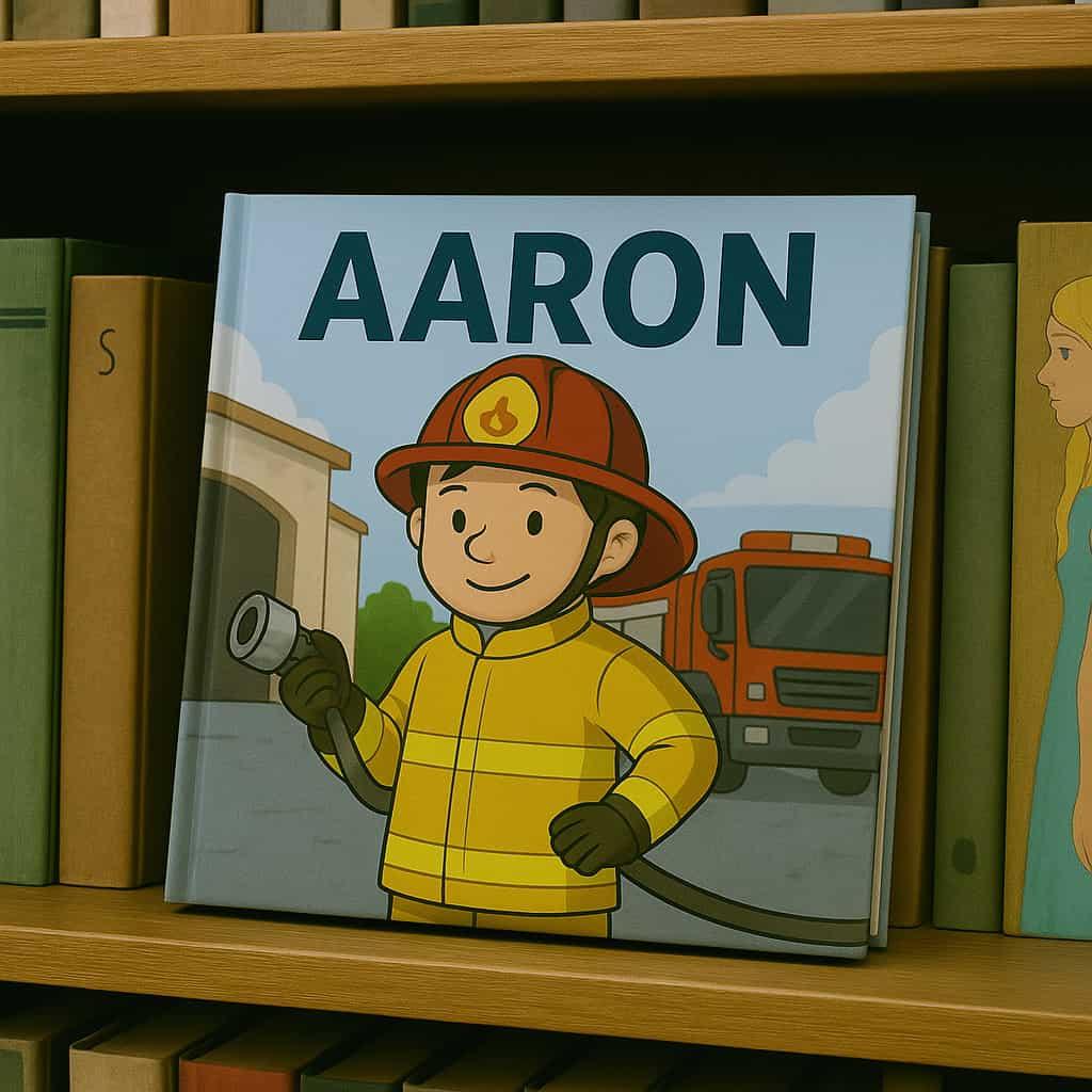 Livre personnalise avec le prenom aaron theme pompier