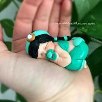 Rare birth gift, polymer baby, Jasmine princess, handmade, skin color customization