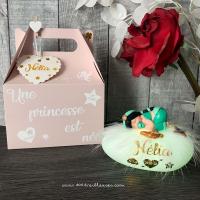 Magnífica caja de regalo con su lámpara Jasmine y su peluche para personalizar con el nombre - decoración infantil - original y útil
