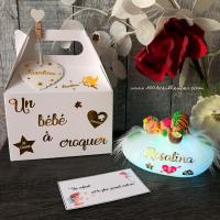 Luz nocturna para bebé niña: regalo ideal de nacimiento personalizado, hermosa creación artesanal, caja de regalo personalizable