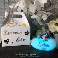 coffret naissance - veilleuse garcon - boite cadeau personnalisée - artisanal - avec prénom