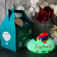 Baby boy nightlight - handmade creation - personalized newborn gift set - Superman superhero theme - gift box included