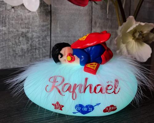coffret naissance rare et personnalisé - veilleuse superman doudou - souvenir unique