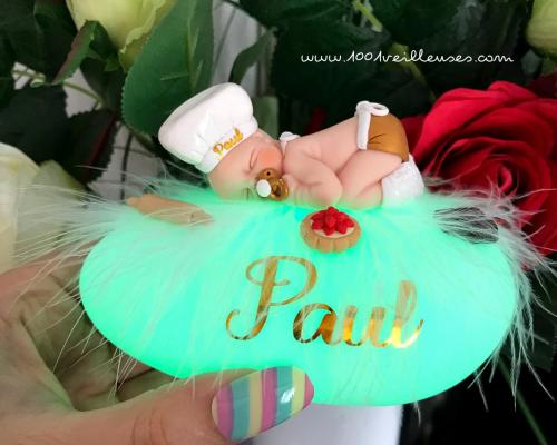 Sublime veilleuse bebe personnalisable garçon patissier thème patisserie