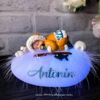 Regalo personalizado para bebé: lámpara doudou infantil personalizable con el nombre - tema de invierno
