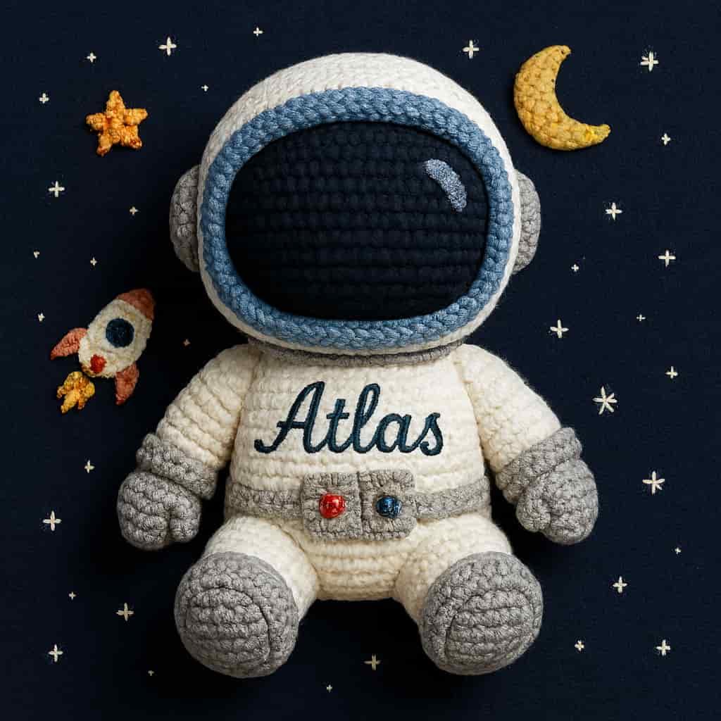 Peluche astronaute personnalisee avec le prenom atlas