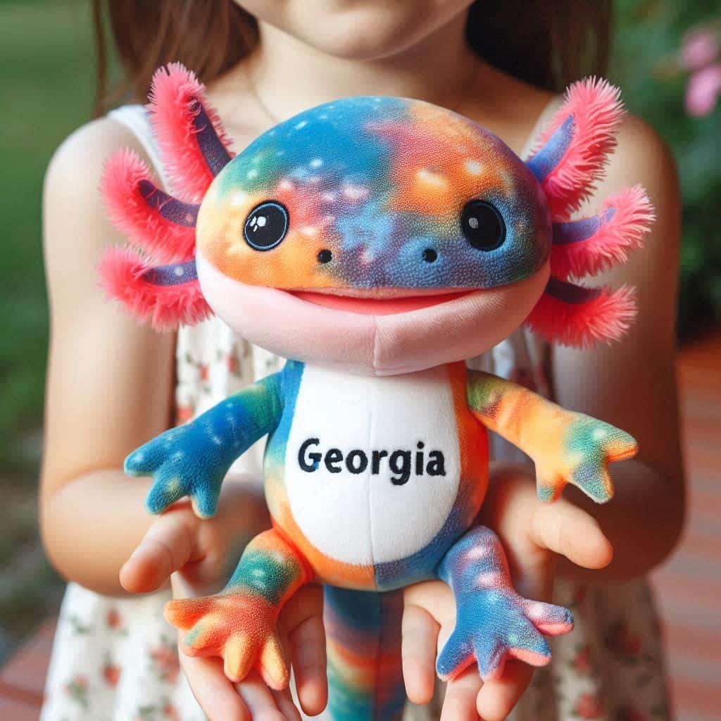 Peluche axolotl personnalisee avec le prenom gerogia