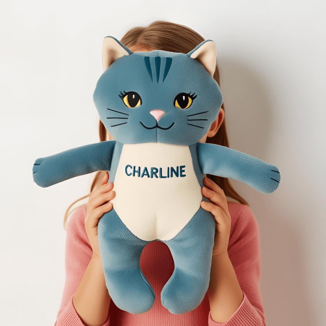 Peluche chat personnalisee avec le prenom charline