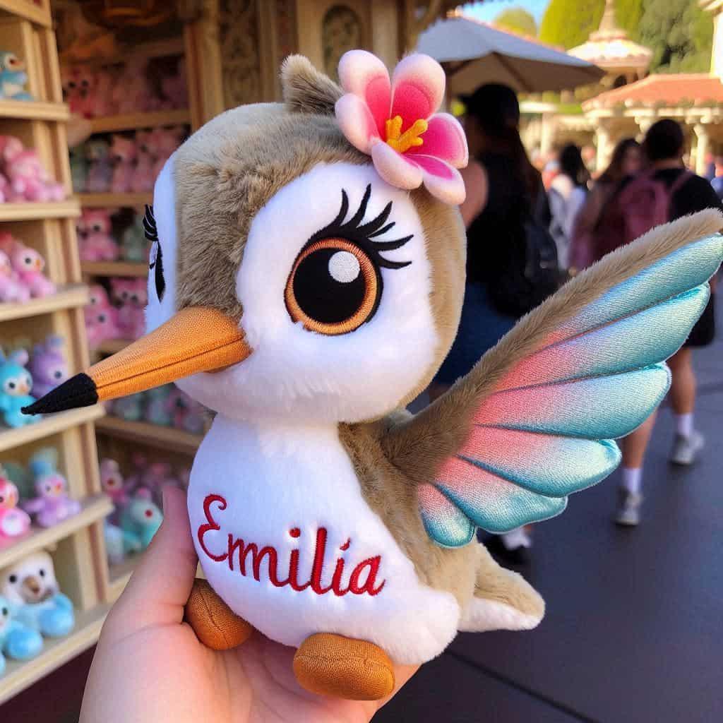 Peluche colibri personnalisée avec le prénom Emilia