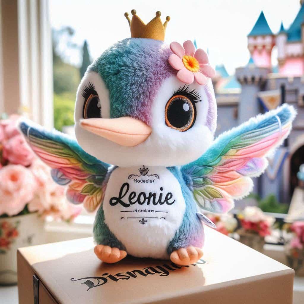 Peluche personnalisee colibri avec le prenom leonie style disney