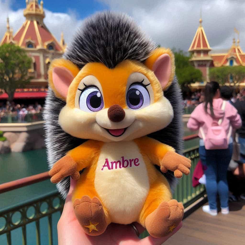 Peluche personnalisee herisson avec le prenom ambre style disney