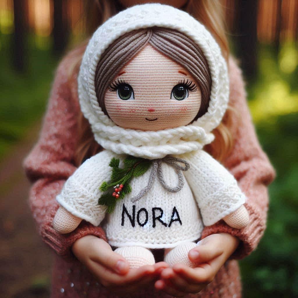 Peluche poupee personnalisee avec le prenom nora