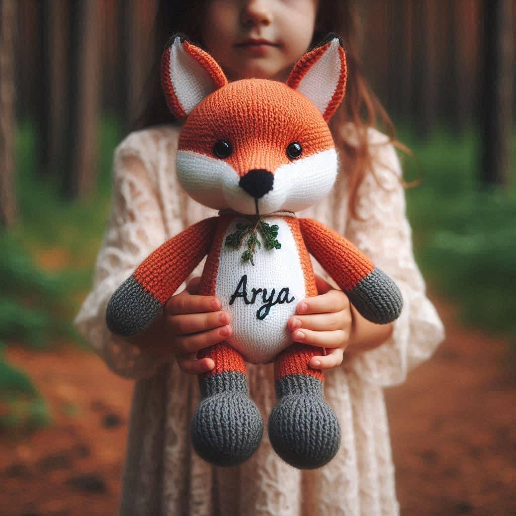 Peluche renard personnalisee avec le prenom arya