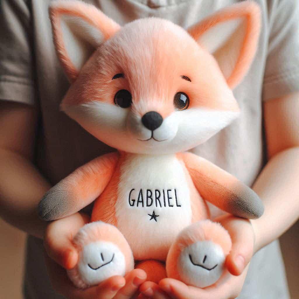 Peluche renard personnalisee avec le prenom gabriel
