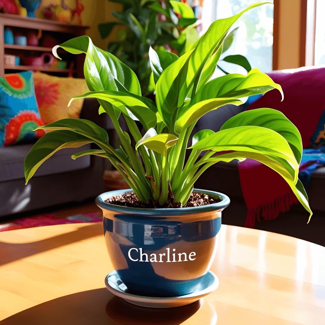 Plante avec pot personnalise avec le prenom charline