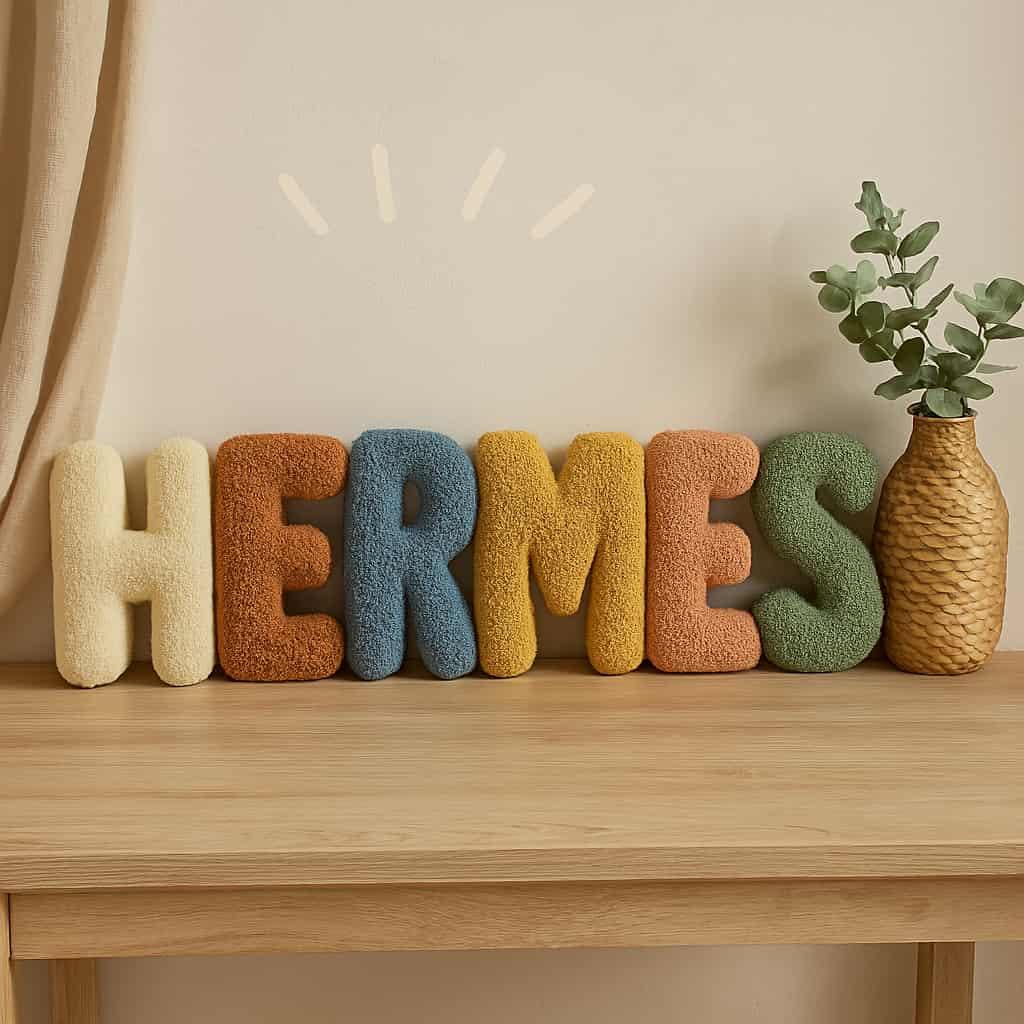 Prenom hermes lettre en coussin