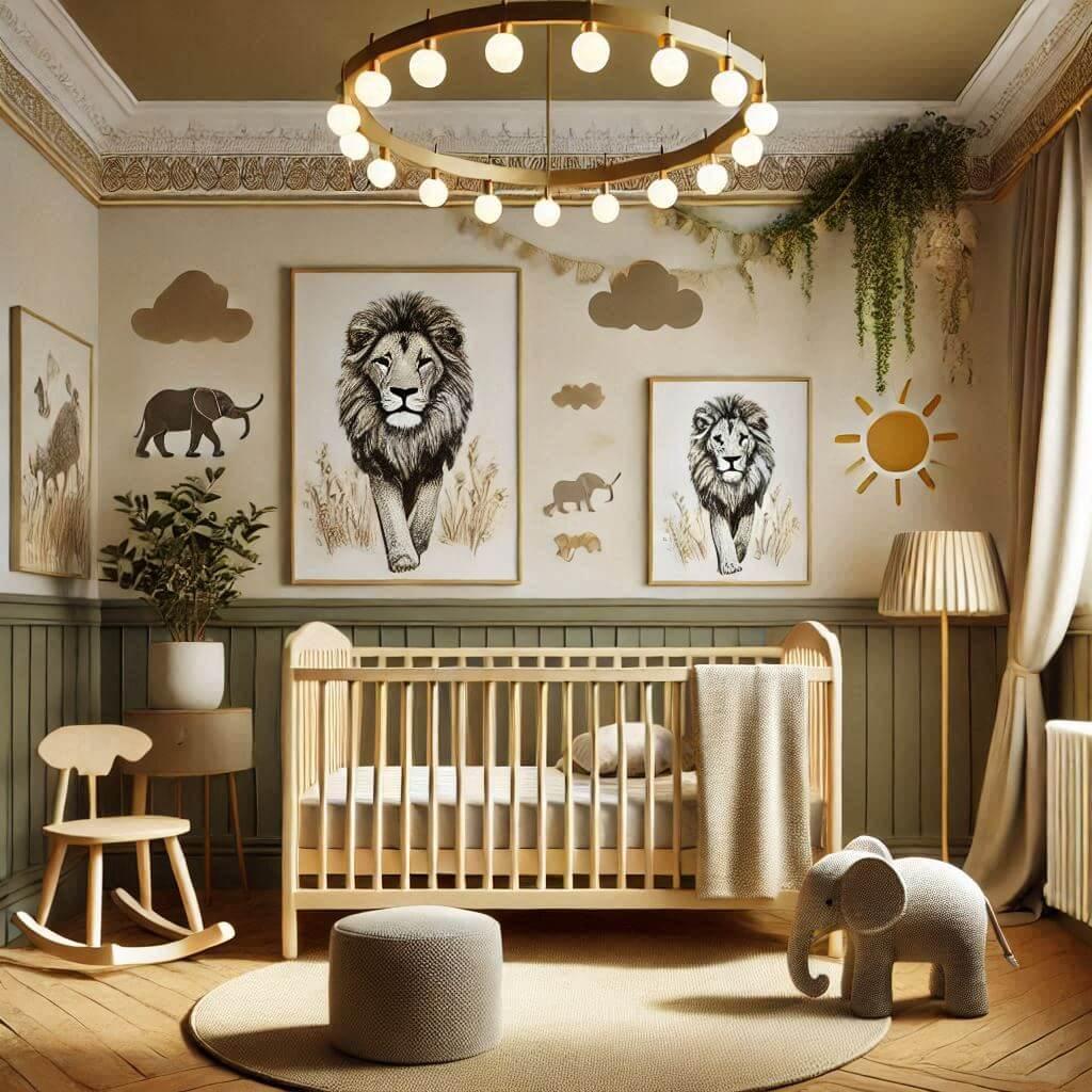 chambre d'enfant pour bébé thème savane
