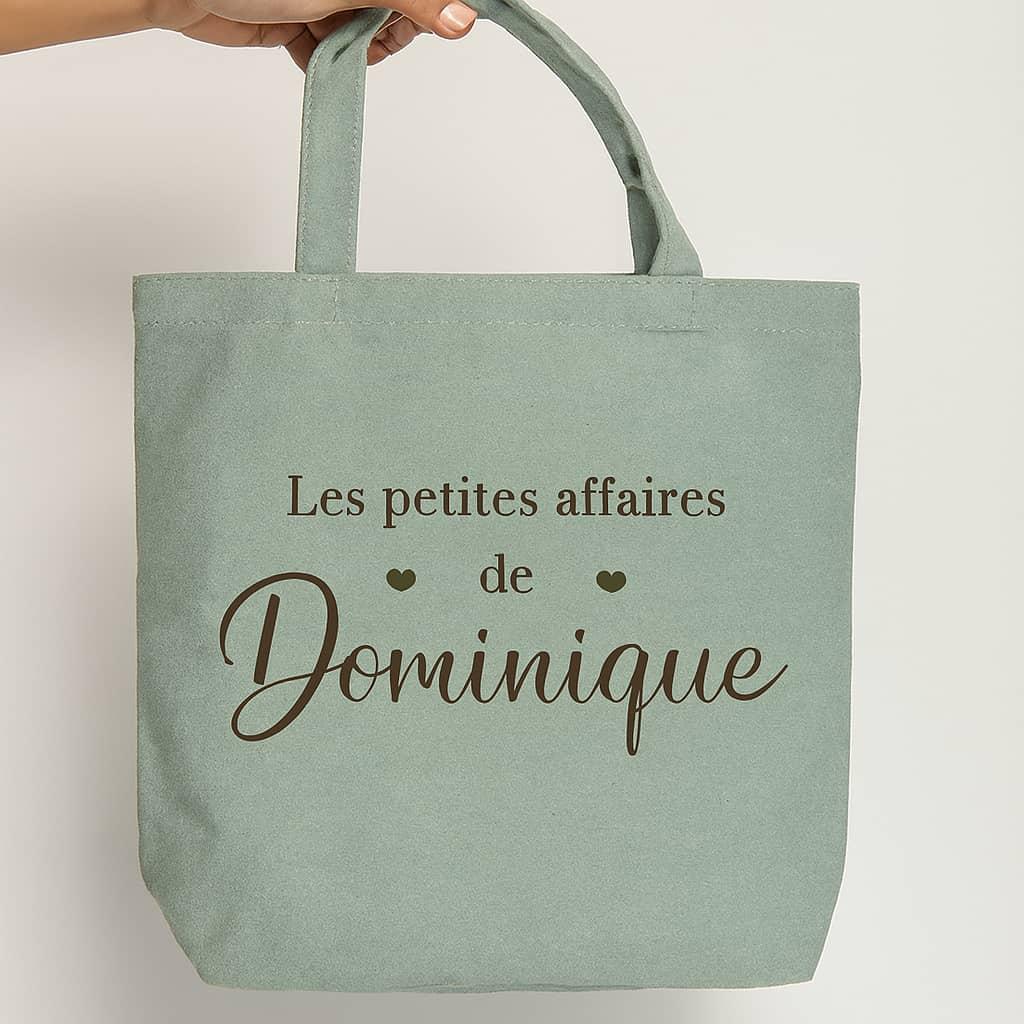 Sac cabas personnalisé en coton avec le prénom Dominique