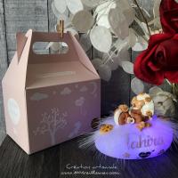 Bonita luz nocturna para niñas en forma de guijarro luminoso con su nombre, peluche de conejo, regalo ideal como recuerdo para bebé con su caja de nacimiento