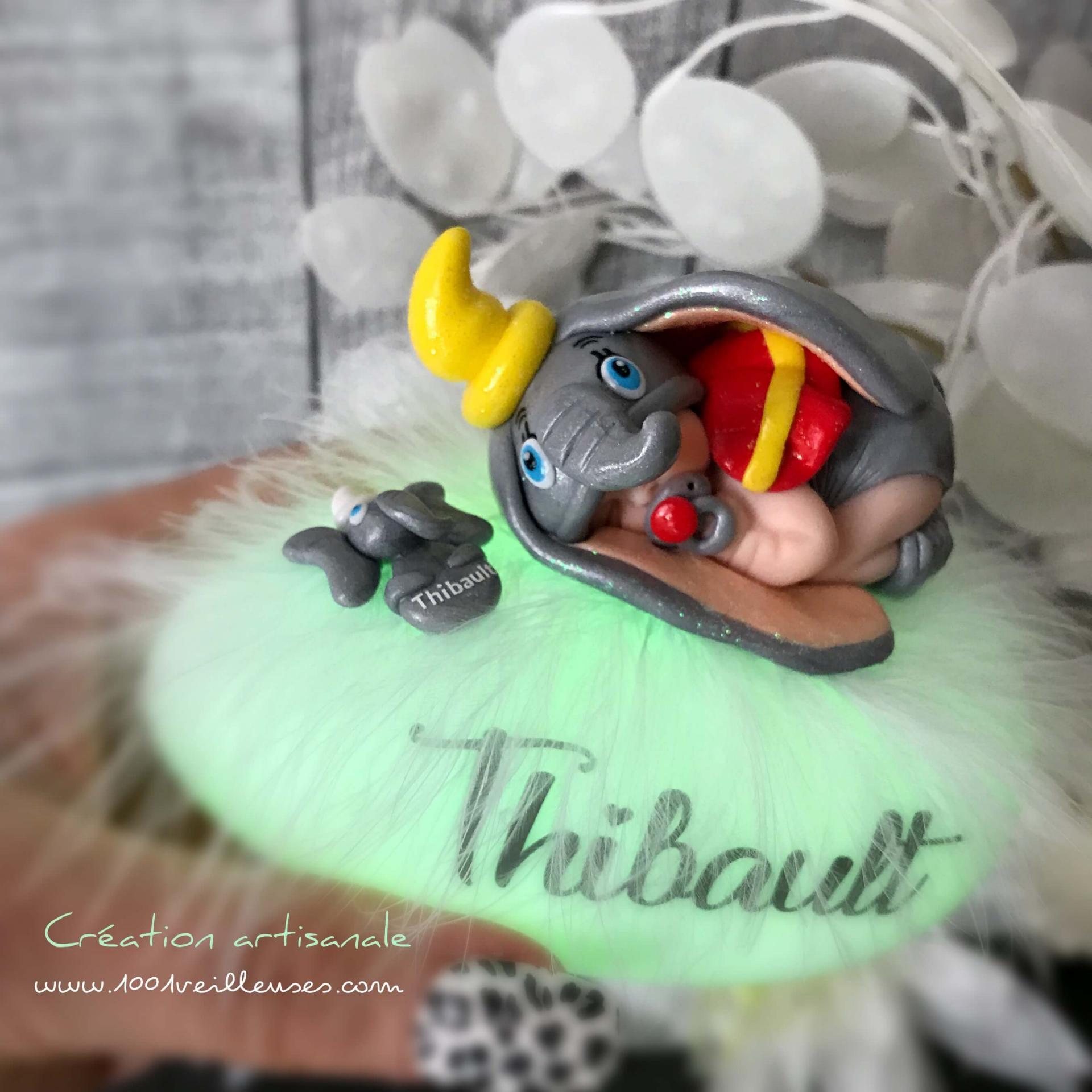 Customizable Dumbo-themed baby night light gift with name, gift box included