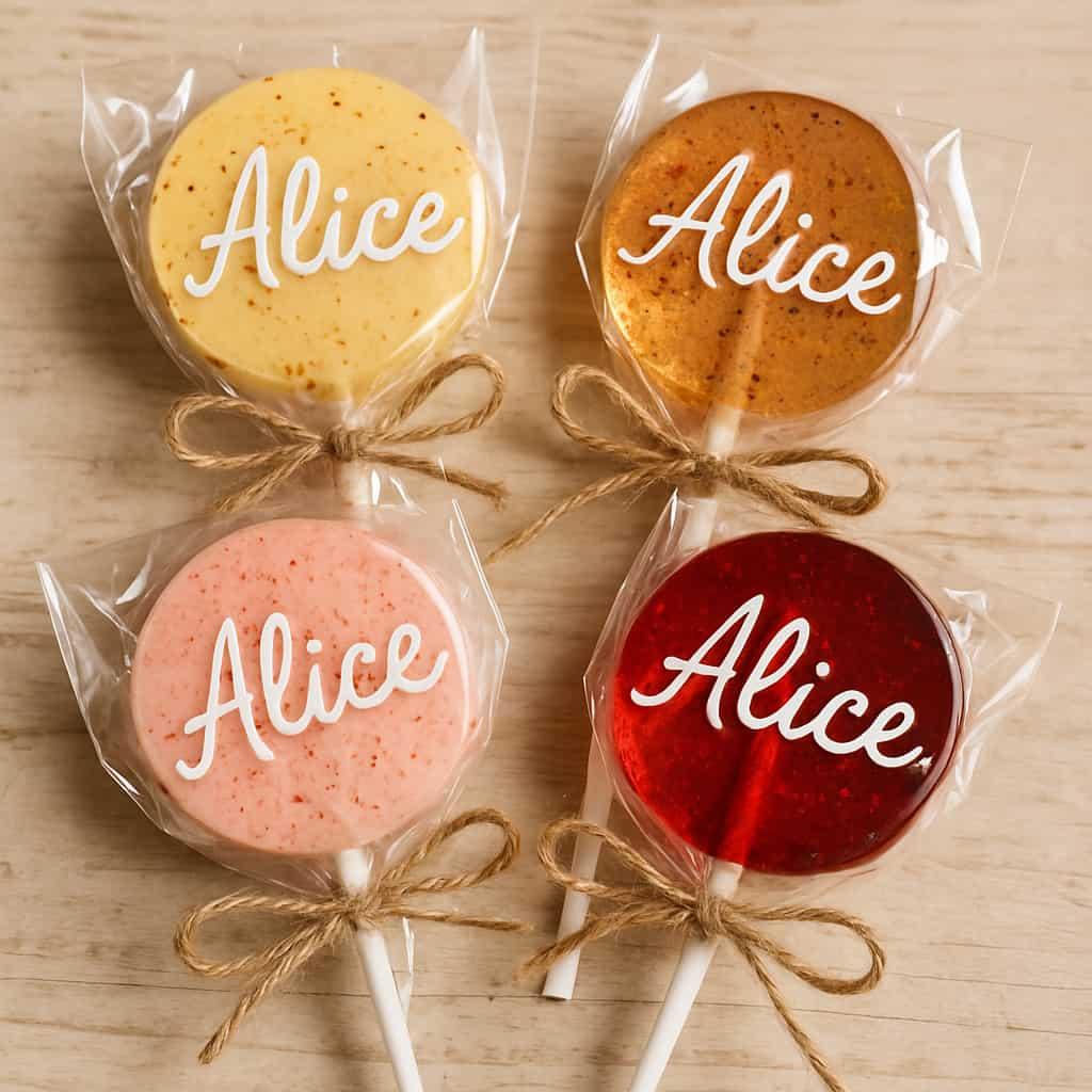 Sucettes personnalisées à manger avec le prénom Alice