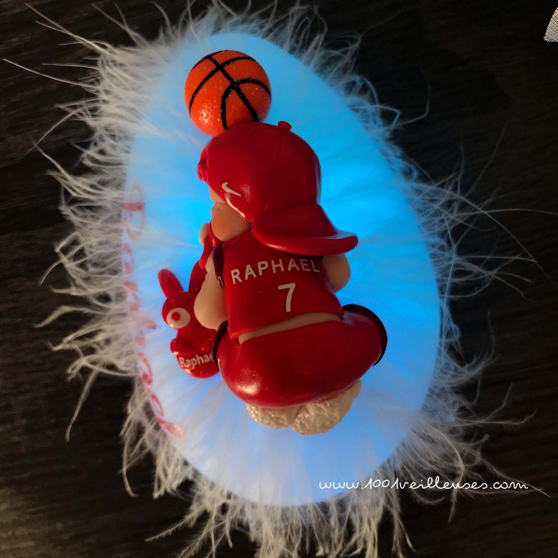 Basketball-themed baby boy night light with personalized jersey - handmade - unique
