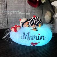 Luz nocturna para bebé personalizada con nombre, tema marinero