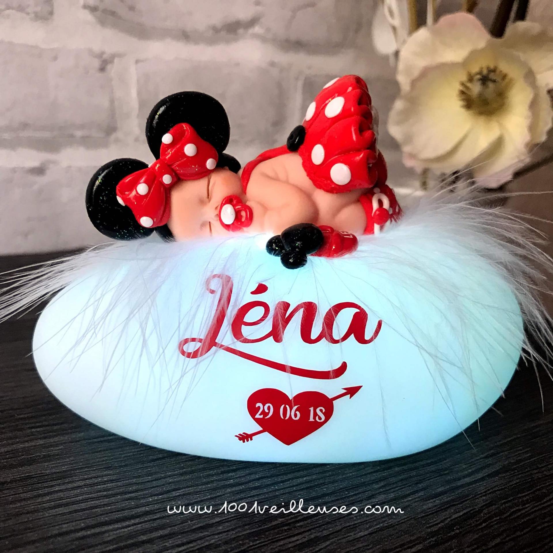 Superbe veilleuse bebe minnie personnalisable