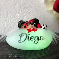 Super regalo de nacimiento - Luz nocturna para niño - AC Milan - Decoración de fútbol - Artesanal