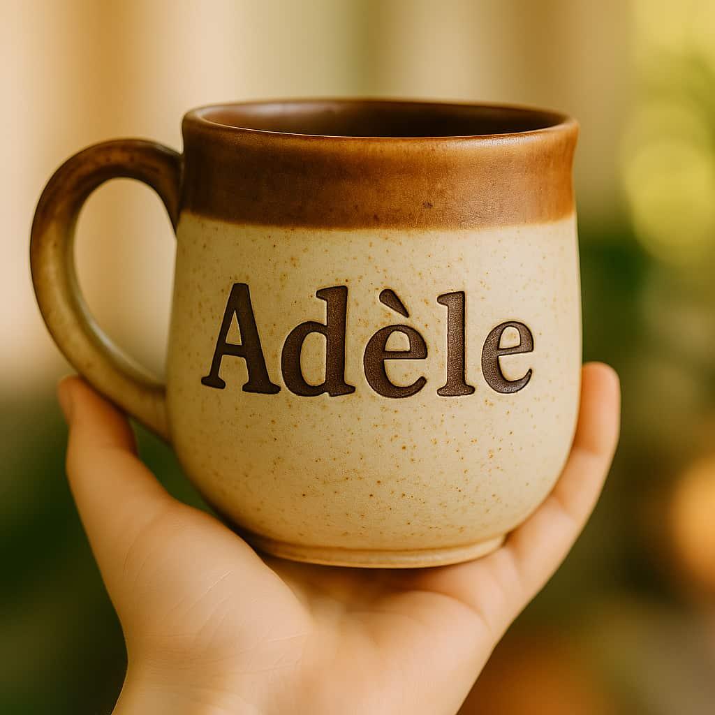 Tasse personnalisee avec le prenom adele style poterie