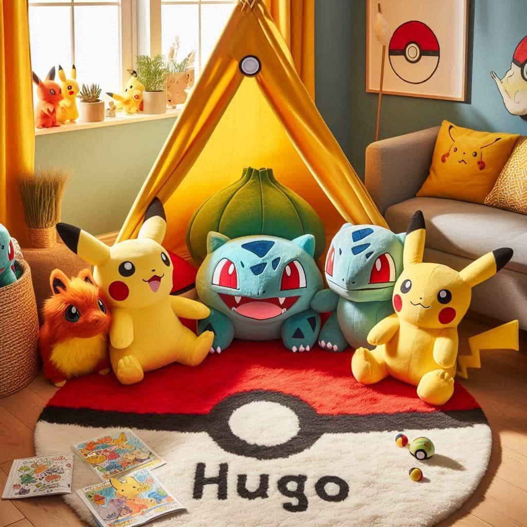 Un coin lecture pour enfant sur le theme de pokemon prenom hugo