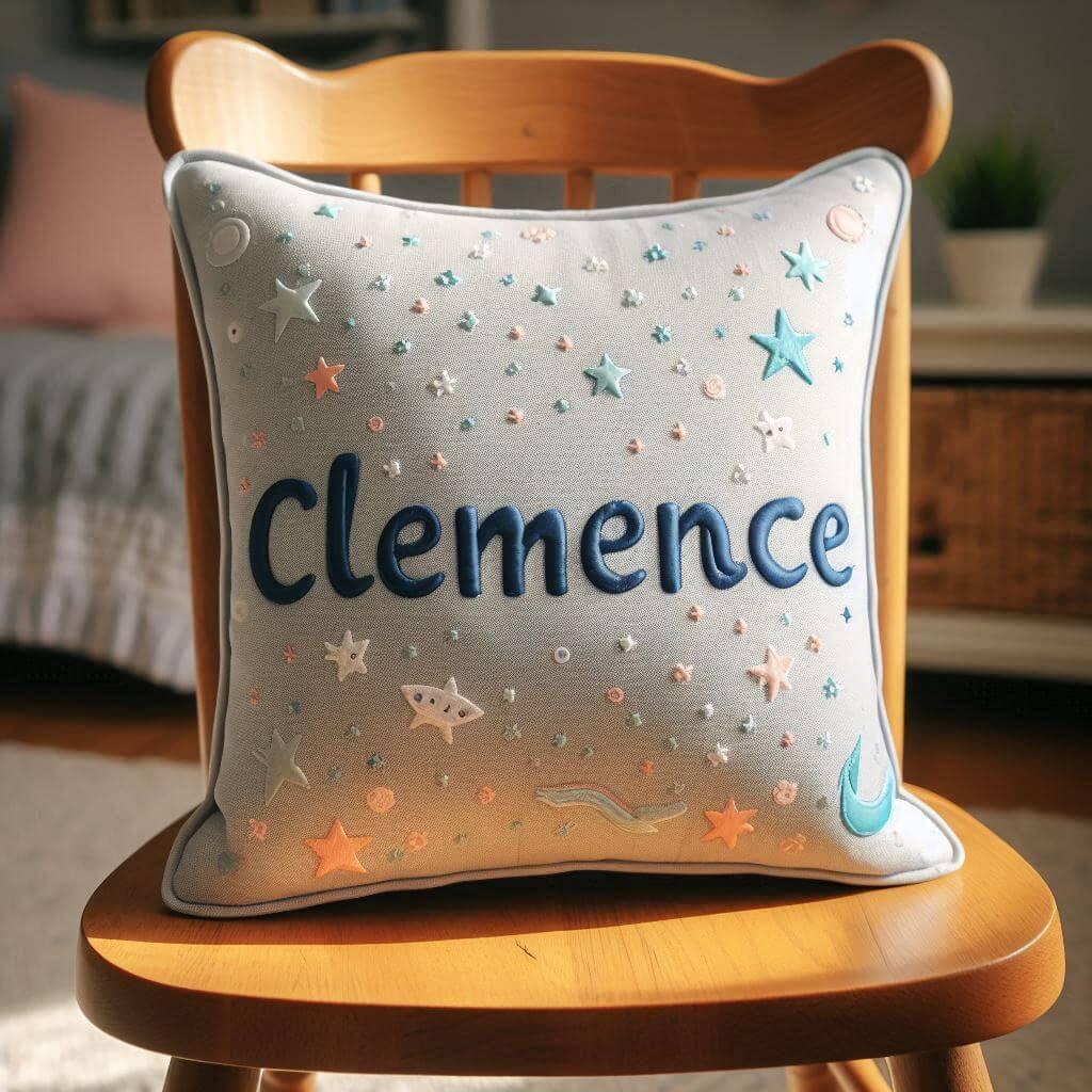 Un coussin avec le prenom clemence
