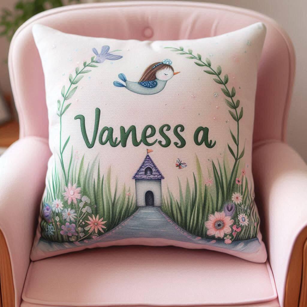 Un coussin personnalise avec le prenom vanessa