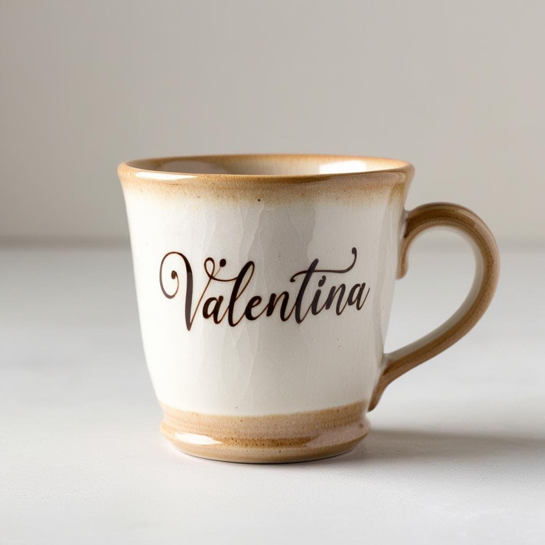 Un mug en porcelaine avec le prenom valentina