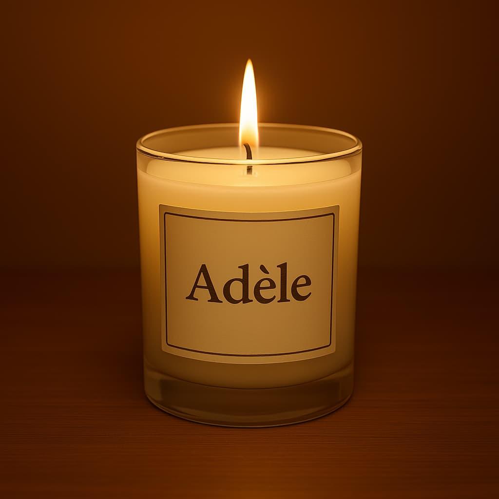 Une bougie personnalisee avec le prenom adele