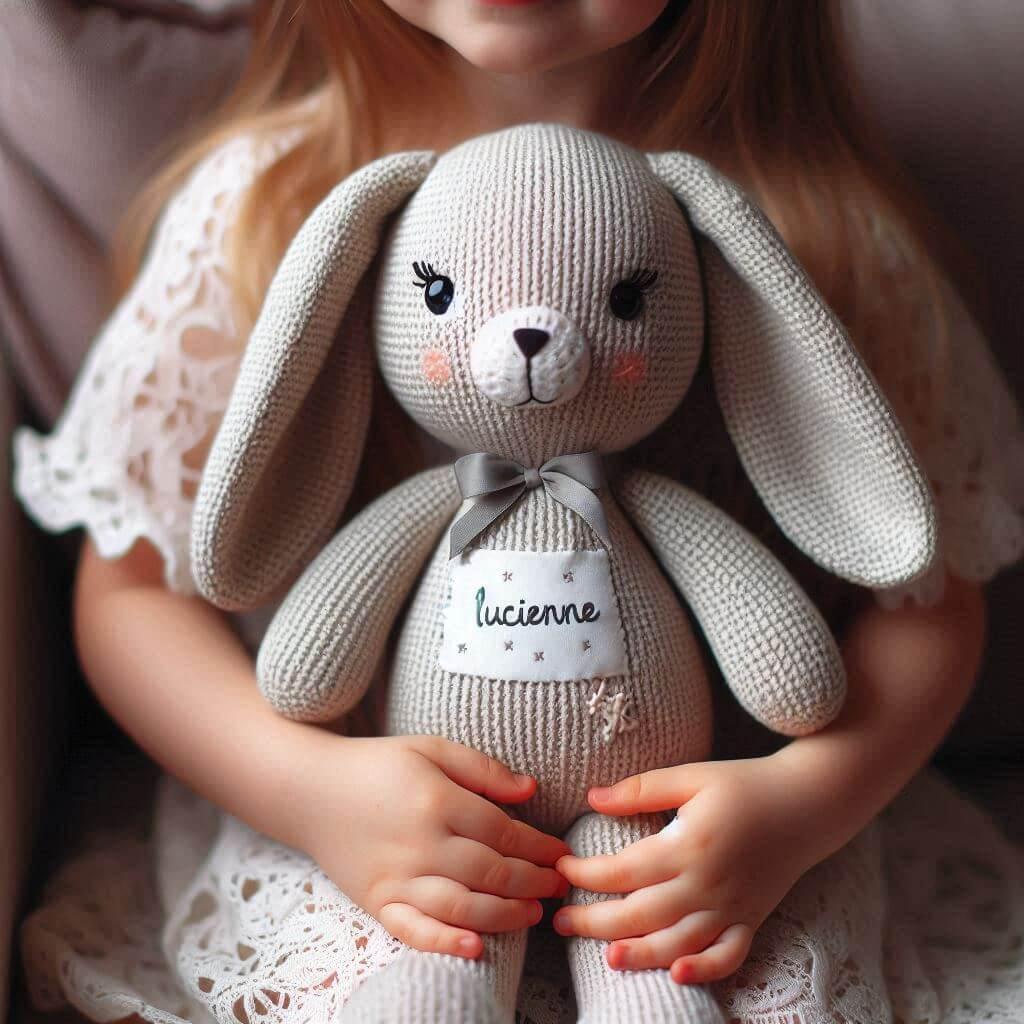 Une peluche personnalisee avec le prenom lucienne